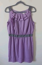 LOFT Women's Size 8 Lilac Gray Semi Sheer Knee Length Dress Lined Back Zip