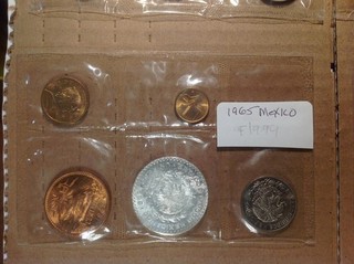 Old World Mexico 5 coin BU set .100 Silver Peso & 20 10 5 1 Centavo 3rd Party