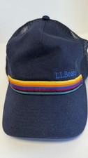LL Bean Blue Trucker Mesh Hat Cap Adjustable Outdoor Logo Unisex EUC