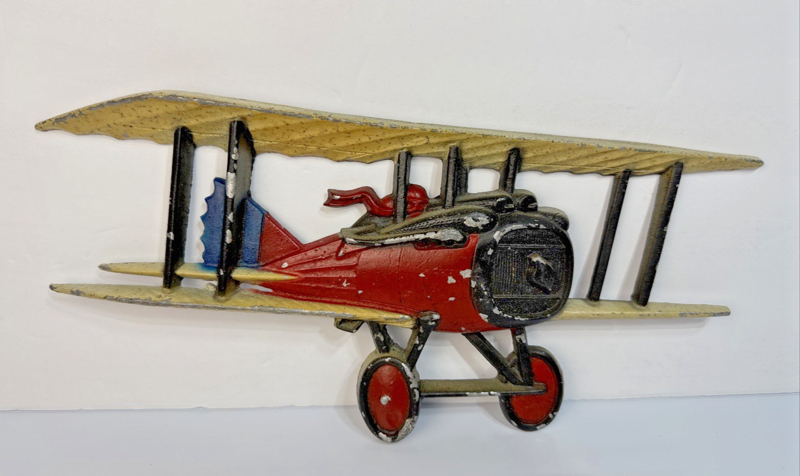 Vintage Homco / Sexton Cast Metal Biplane Wall Plaque — Aviation Decor (1975)