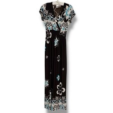 VTG Brown Maxi Dress Jodi California Vintage Tropical Resort Vacation Y2K Sz XS