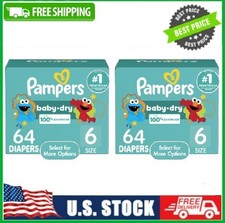 2 Boxes x 64 Count Pampers Baby Dry Baby Diapers Size