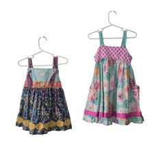 Matilda Jane Lot of 2 Size 4 Floral Sundress Kids Girls Boho Mixed Print Ruffle