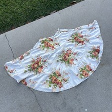 Vintage 1950s W30 Swing Full Circle Floral Cotton Skirt Pinup Retro Tiered M L