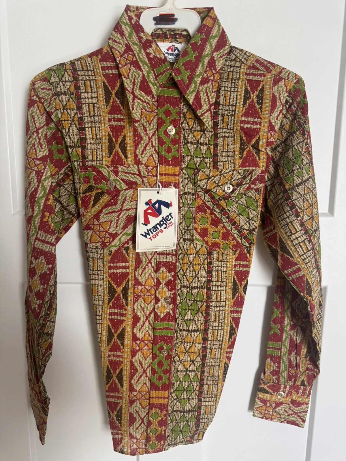 NWT 70’s Vintage Wrangler Western Shirt Youth Boys Aztec Size 14