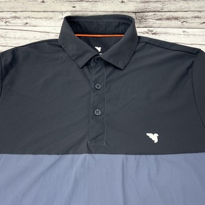 Macade Golf Concept Men's Medium Blue Gray Performance Polo Shirt Bird Logo