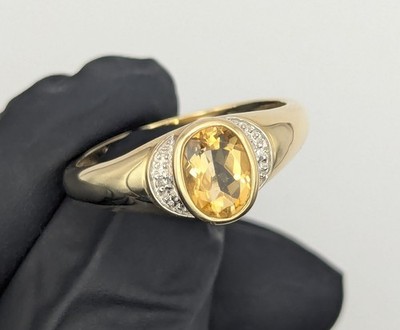 Eleganter 375 Gold Ring mit Citrin und Zirkonia Schmuck Damen