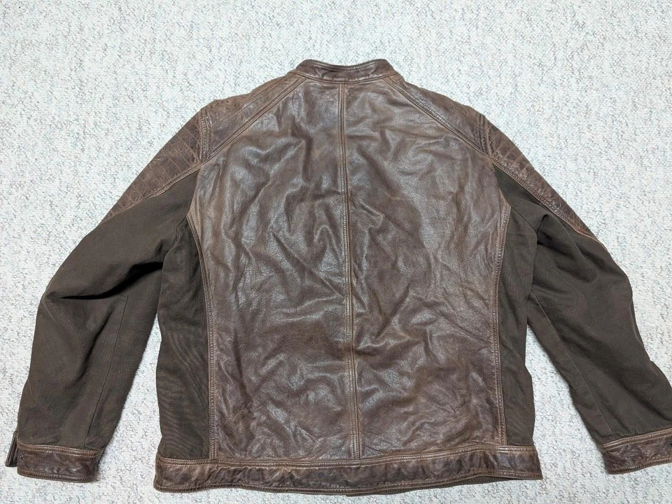 vintage Y2K leather jacket CAFE RACER motorcycle 2XL brown PATINA racing MAD MAX - Image 2 of 4
