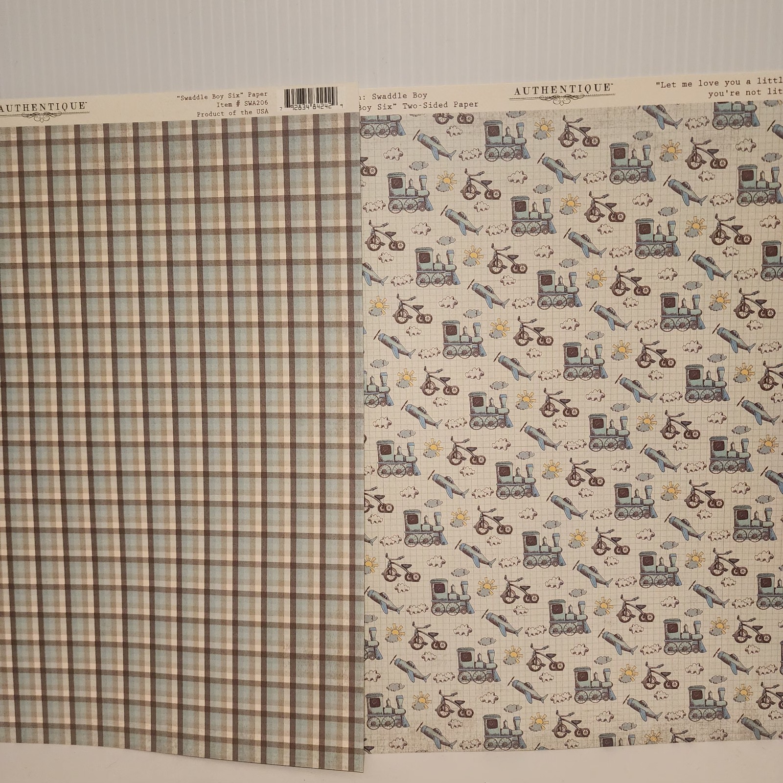 Authentique SWADDLE Baby Boy Collection Kit 12x12 Scrapbook Paper