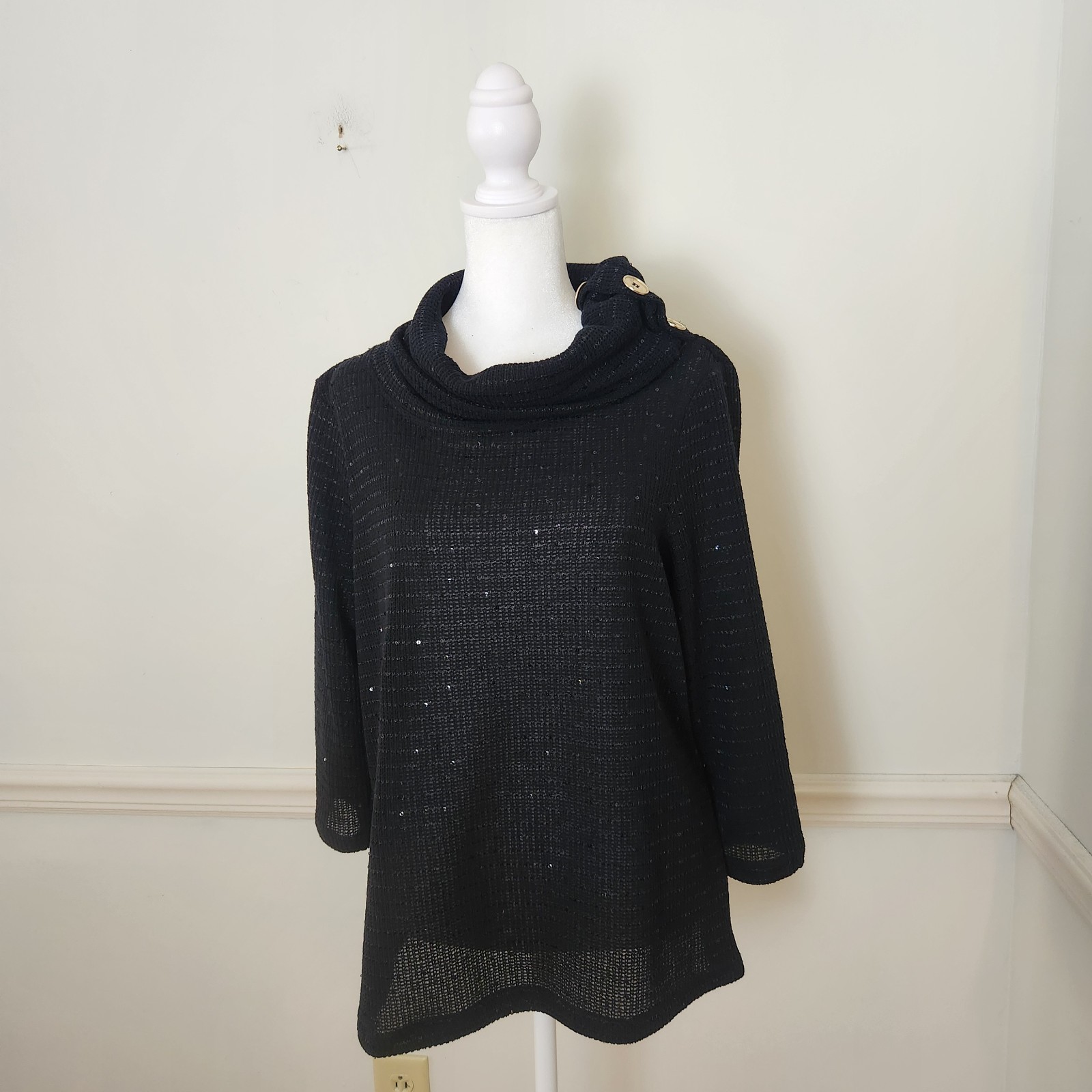 Ruby Rd Sweater Sz Medium Womens Sequin Cowl Neck… - image 2