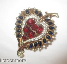 VINTAGE CROWN TRIFARI ALFRED PHILIPPE SCHEHERAZADE LEAF PIN BROOCH 1940s MOGHUL