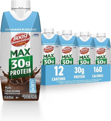 BOOST Glucose Control Max 30g Protein Nutritional Drink, Rich Chocolate, 11 Fl O