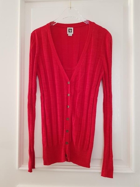Women Anne Klein Sweater Red Wool M