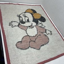 Biederlack Baby Blanket Minnie Mouse Disney Pink Made In USA 36x28 Vintage 1984
