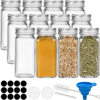 12 StüCk GewüRzgläSer Eckig Set Mit Deckel, 120 Ml GewüRzbehäLter, GewüRzdosen G