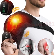 Cordless Shoulder Heating Pad with Massage, Heated Shoulder Wrap for Pain Relief