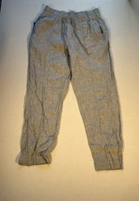 Athleta Retreat Linen Gray mid rise wide leg Ankle pant -Small