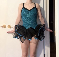 Weissman dance costume sequin blue black MA adult medium