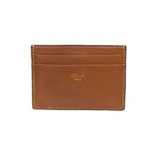 CELINE Brown Card Holder Brown Calfskin Card Case wallet
