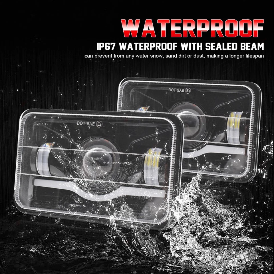 Faros LED altos/bajo DRL para Cadillac Fleetwood/DeVille 1975-1986 4 piezas 4x6" pulgadas Foto 2 de 4