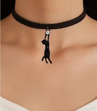 Hanging black cat choker