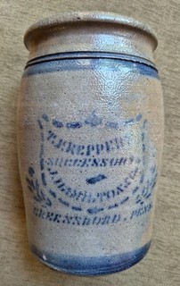Antique Greensboro Pa decorated stoneware crock