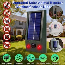 Solar Ultrasonic Animal Repellent w/LED Dog Skunk Deer Raccoon For Garden Yard