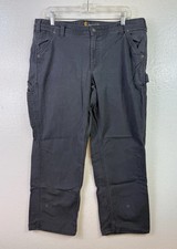 Carhartt Carpenter Jeans Women  s Sz 14 Gray Denim 36x28 Work Casual Stretch
