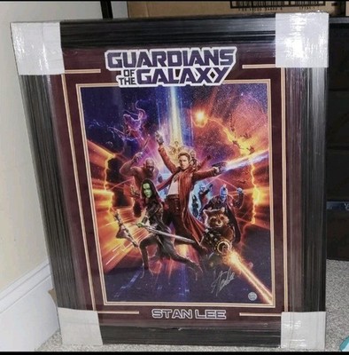 Stan Lee Signed Guardians of the Galaxy Canvas   Framed, Excelsior Hologram Cert