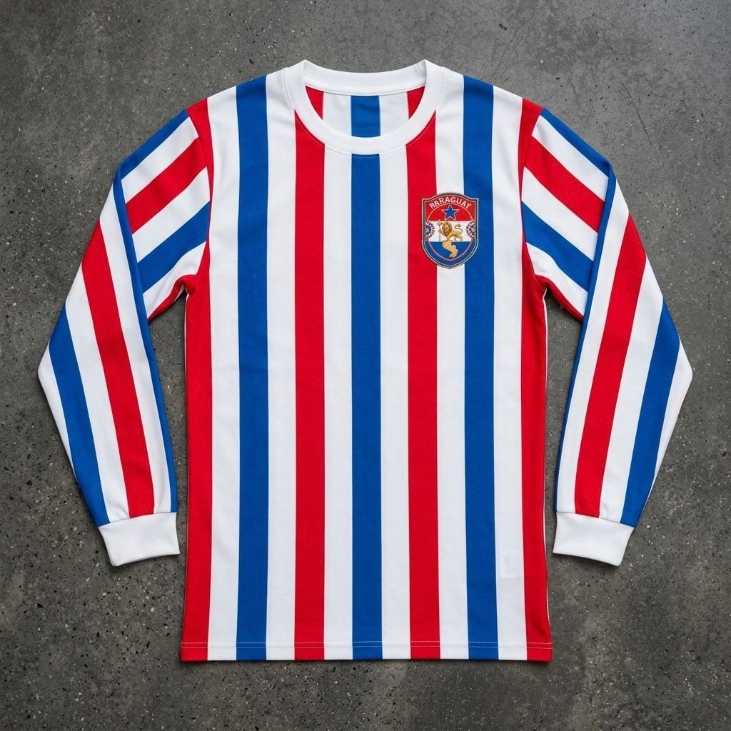 Paraguay - style retro soccer jersey vintage football inspired long sleeve