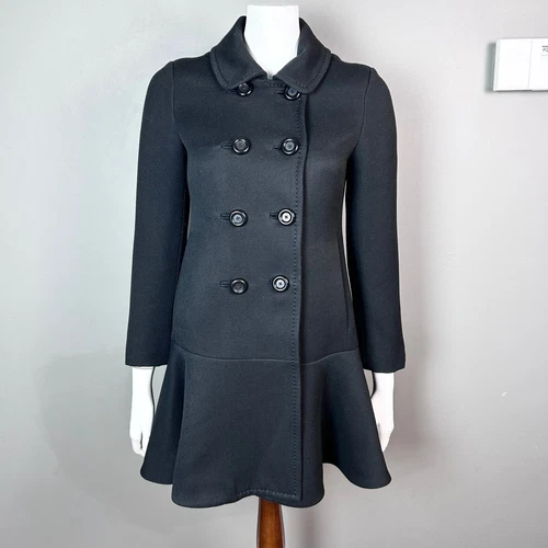 Cappotto Kate Spade XS nero peplo doppiopetto primavera autunno minimalista
