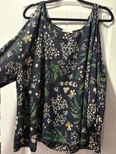 LE LIS Cold Shoulder Boho Botanical Print Boutique Blouse Made In USA Size 3X