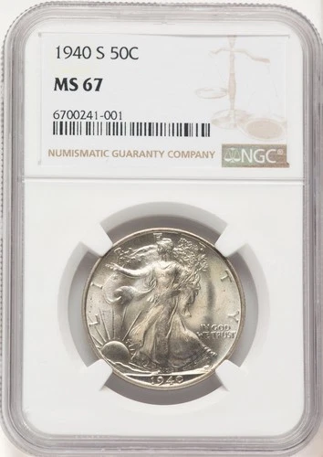 1940-S 50C Walking Liberty Half Dollar NGC MS67 (780394015)