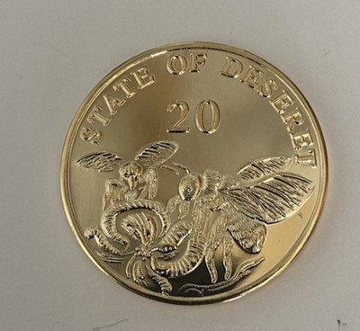 DESERET MORMON * 1860 BRIGHAM'S BEES GOLD $20.00 UTAH FANTASY COIN