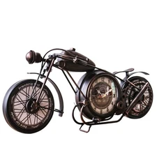 YOUKI Metal Motorcycle Art Wall Decor Desk Shelf Clocks Non Ticking Battery O...