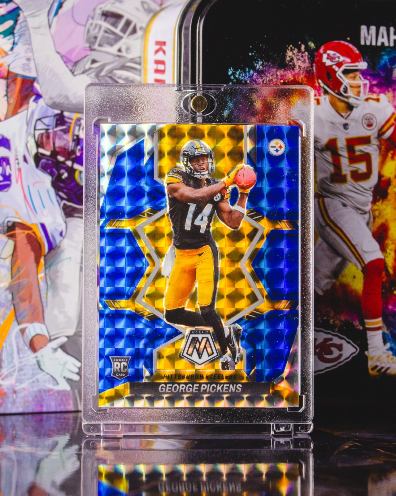 2022 Panini Mosaic #318 George Pickens Blue Mosaic Prizm /99 Rookie