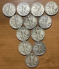 Junk Lot of Twelve (12) 90% Silver US Walking Liberty Half Dollars $6 Face