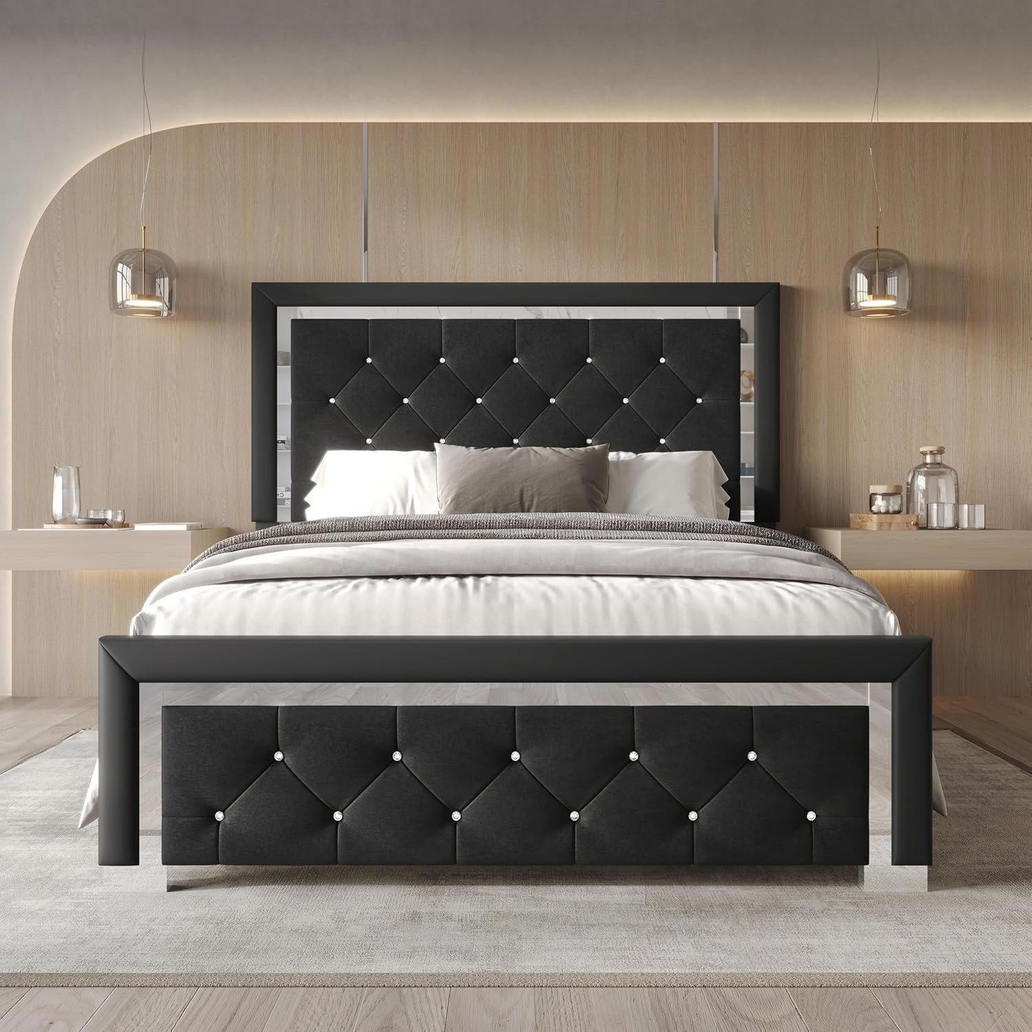 With Diamond Tufted Headboard