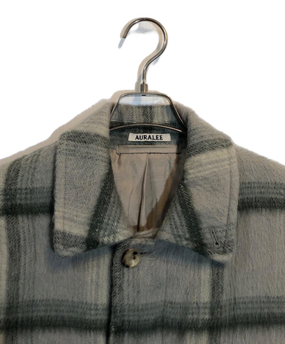AURALEE SURI ALPACA SHAGGY CHECK JACKET Size: 3 Green Men AURALEE SURI ALPACA SHAGGY CHECK JACKET Size: 3 Green Men