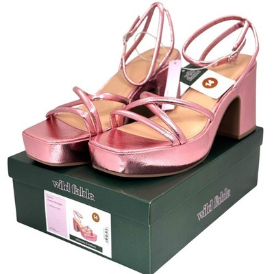 Wild Fable Pink Strappy Platform 4'' Astro Heels w/ Memory Foam Womens Sz 14 NIB
