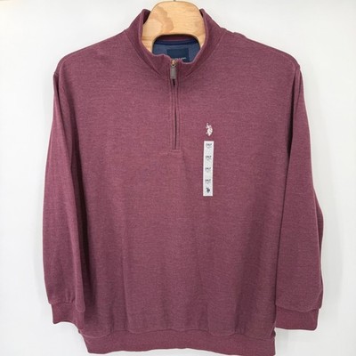 U.S. Polo Assn Pullover Mens 2XLT Burgundy Quarter Zip 233352Z5 Big & Tall Knit