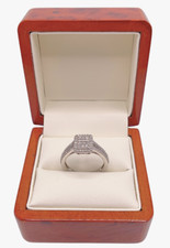 White Gold Finish Marina Natural Emerald Cut Sparkly Diamond Cluster Ring