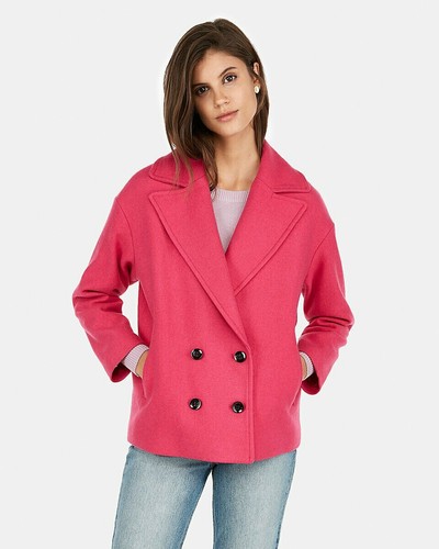 Pink Wool Blend Pea Coat/Jacket Size 