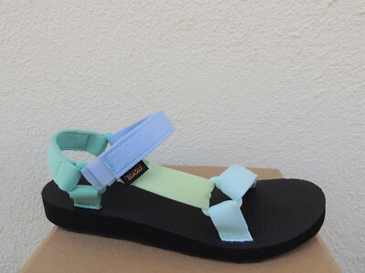 TEVA LIGHT GREEN MULTI ORIGINAL UNIVERSAL STRAPPY SANDALS, US 11