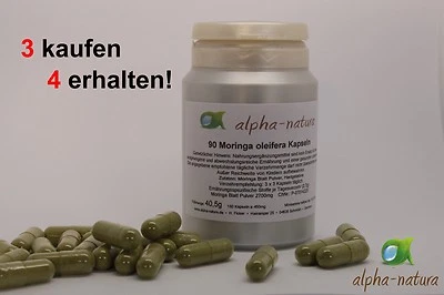 ALPHA-NATURA 90 Premium Moringa Saftpulver Kapseln -ohne Zusätze frei v. Pestizide-Saftpulver