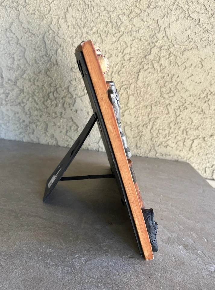 Russ Berrie Brown Wooden Baseball Themed 3D 8”X10” Picture Frame Heavy Detail. - Image 2 of 4