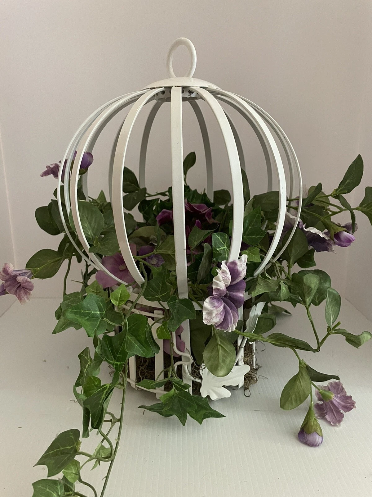 Solid Metal Round Dome White Bird Cage Planter Decorative Home Decor Unique Mint