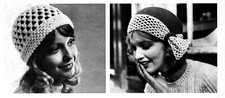 Crochet Pattern Ladies Vintage Hats 30s Style Bandeaux & Cloche 