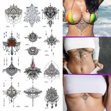 Black Under Boob Tattoo Temporary Tattoo Stickers On Chest Waist Waterproof Body