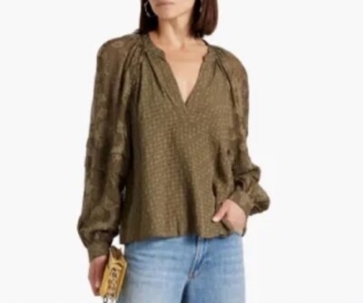 Medium women s beautiful Iro Paris Kisar Jacquard Blouse In Brownish Green  nwt
